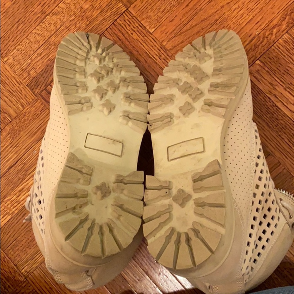 Balmain Cream Suede/Leather Perforated Boots - Picture 3 of 8